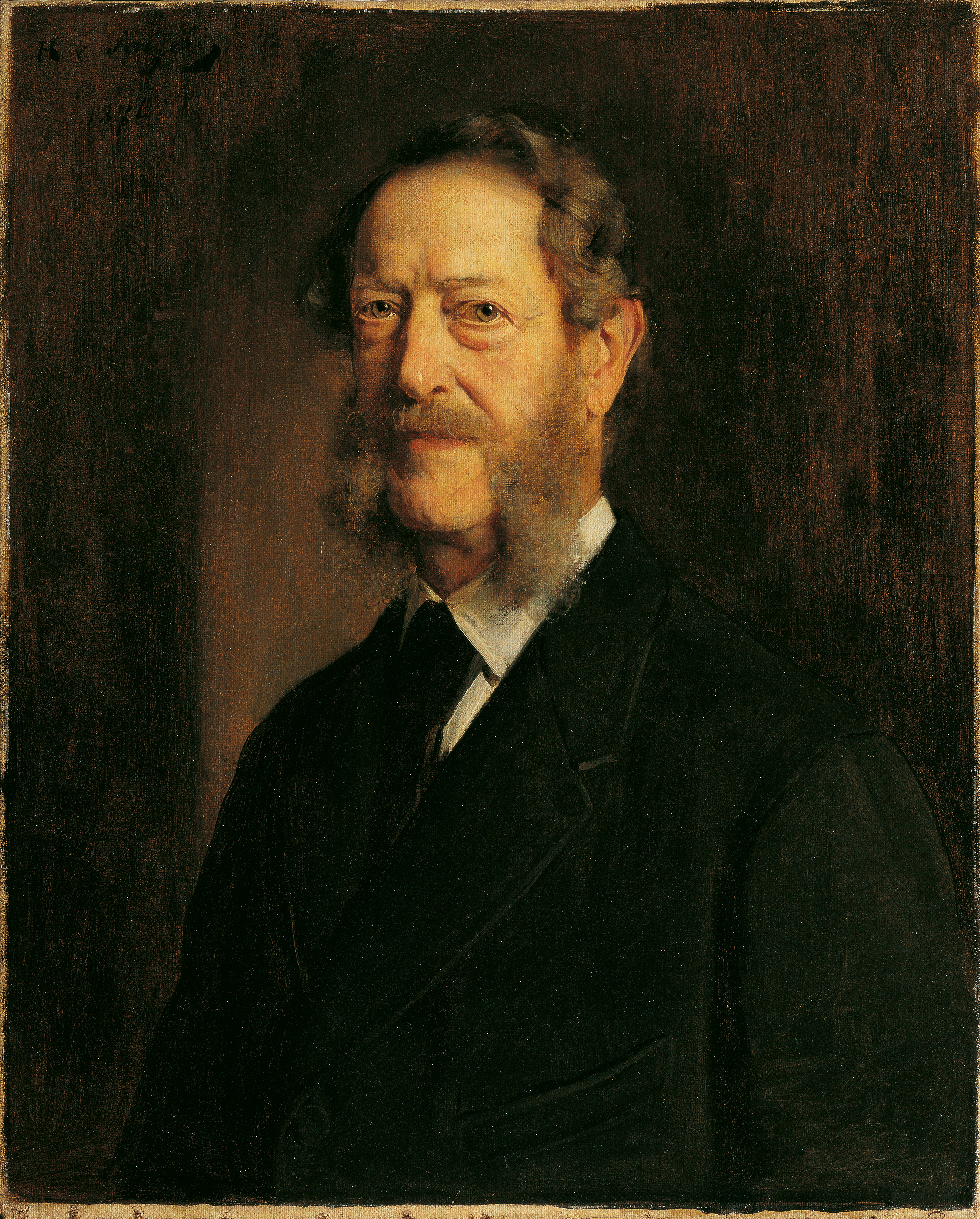 Portrait of the poet Anastasius Grün (pseudonym of Anton Alexander, Count Auersperg, 1806–1876), by Heinrich von Angeli, 1876. The original is held in the Österreichische Galerie Belvedere. 