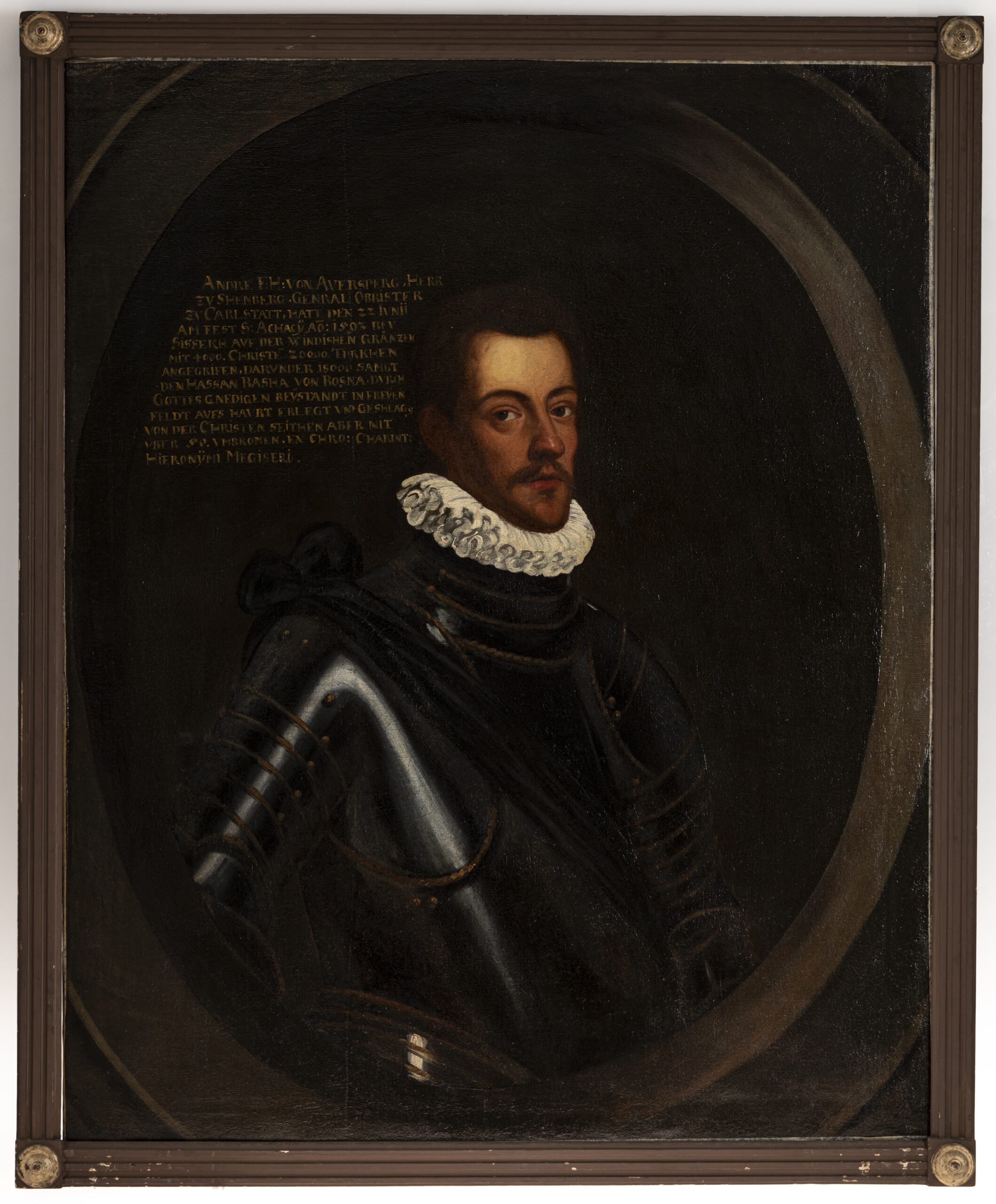 Portrait of Andreas of Auersperg (1556–1593), probably painted at the end of the 16. century. The original is held in the Historical Museum of Croatia.