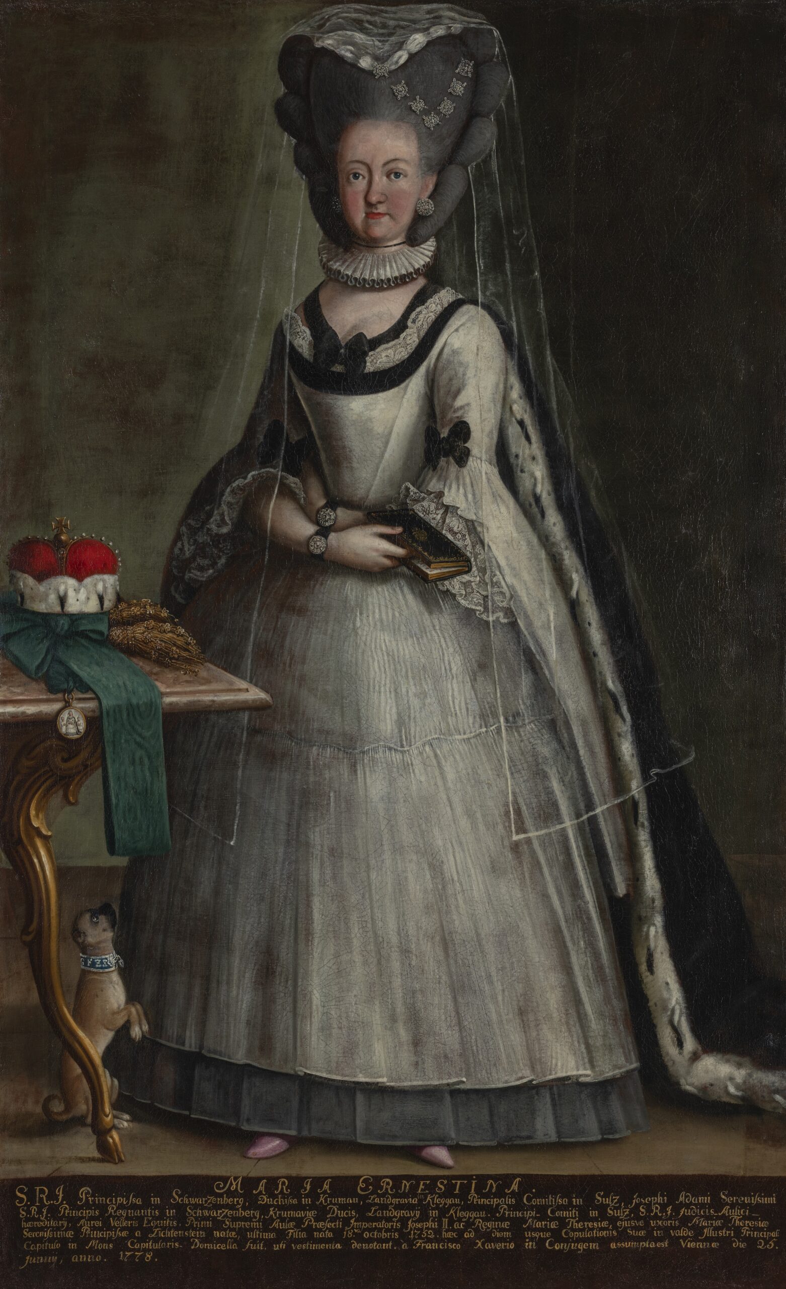 Portret Ernestine, grofice Turjaške (1752–1801), roj. pricesa Schwarzenberg, Andrej Herrlein, 1778. Izvirnik hrani Narodna galerija.